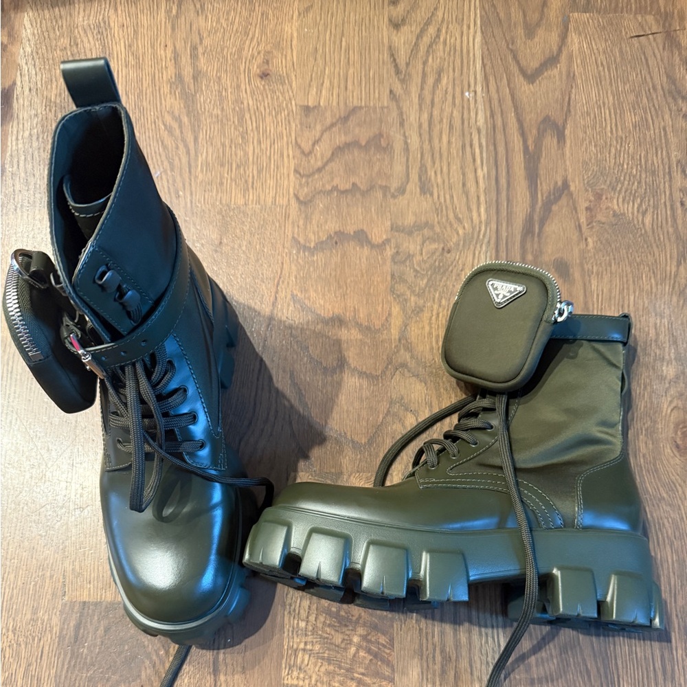 Olive Prada Re-Edition Nylon Boots